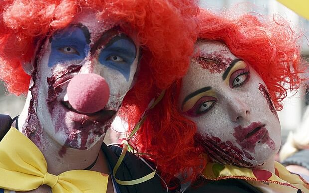 zombie clowns scare residents 