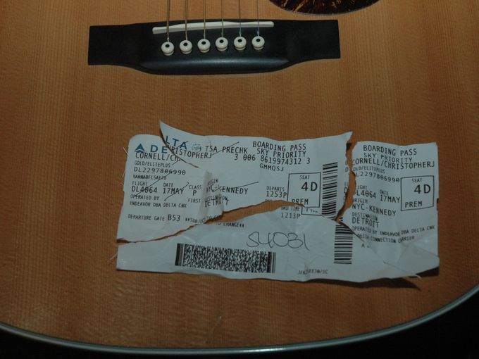 A torn plane ticket found in the room of the Soundgarden singer