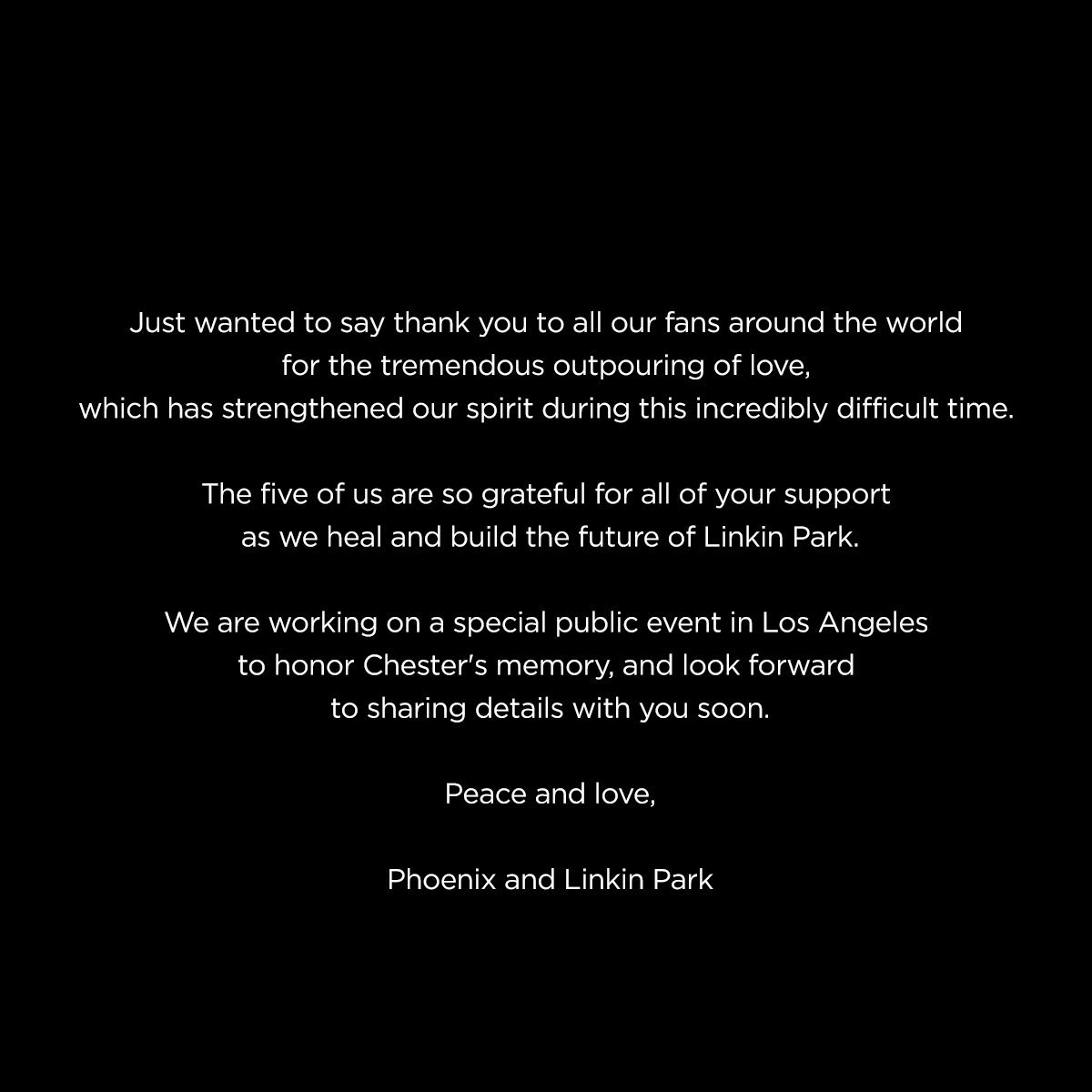 Linkin Park official statement