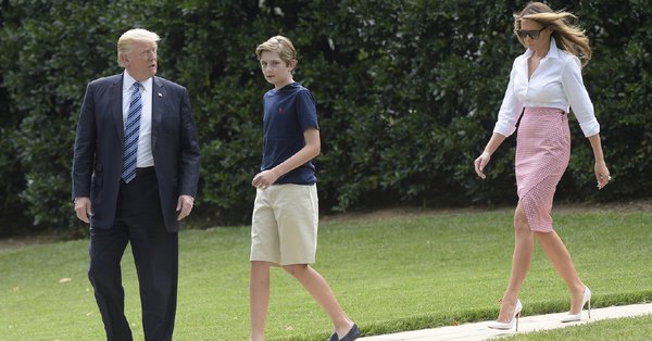 The photo in question that caused controversy with a media outlet mocking Barron Trump for being casually clothed at the White House