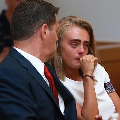 Michelle Carter reacts during her sentencing for encouraging her boyfriend, Conrad Roy to commit suicide