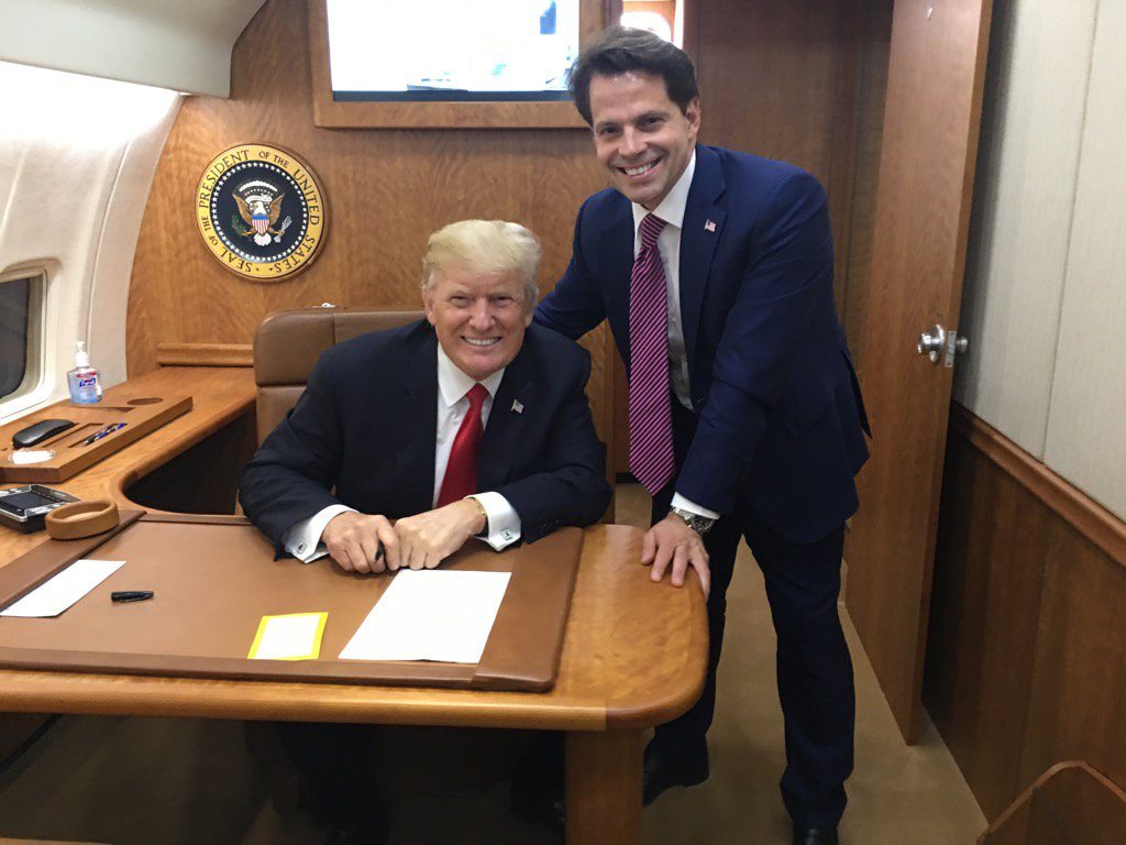 Anthony Scaramucci and Donald Trump onboard Air Force One in short-lived, happier times